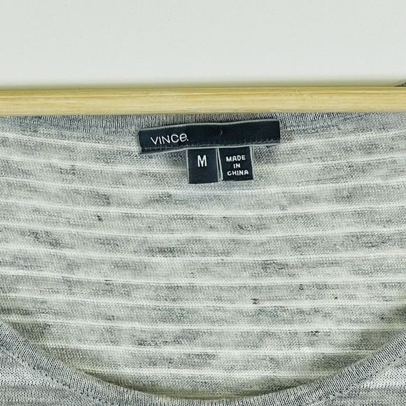 Vince Grey White Stripe Cropped Sleeveless Knit Shirt Top Tank Womens Medium‎ - Picture 5 of 6